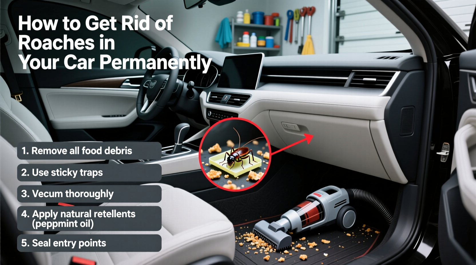 how can i get rid of roaches in my car