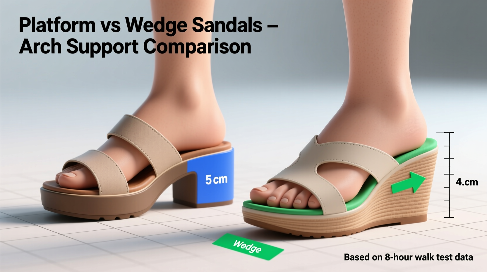 platform vs wedge sandals which gives better arch support for walking all day