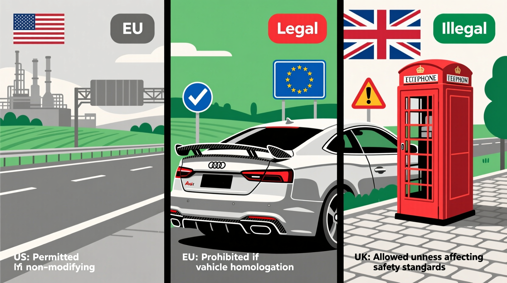 Carbon Spoiler Legality for Audi A5: US, EU & UK Rules Explained