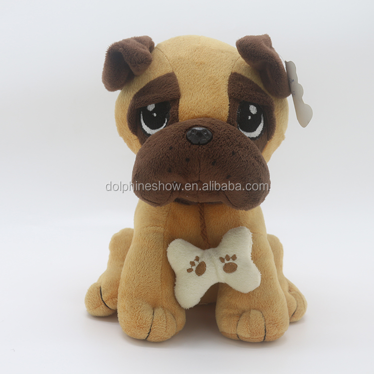 卸売黒リアルなパグぬいぐるみ犬カスタマイズソフトぬいぐるみ