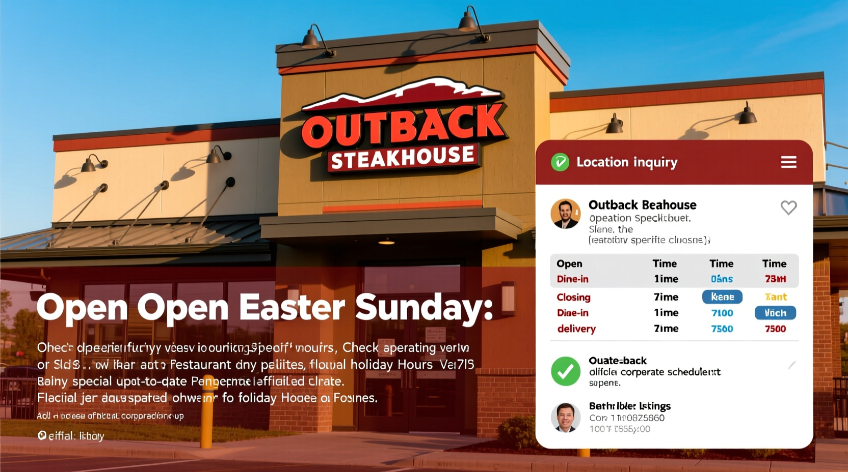 is outback steakhouse open easter sunday