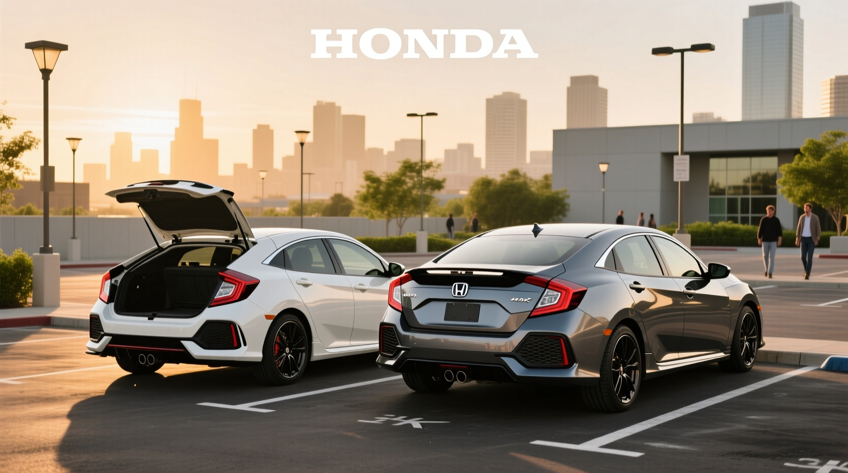 Honda Civic hatchback vs sedan side-by-side comparison showing rear design differences