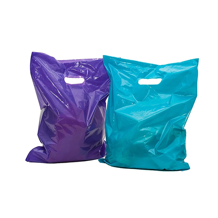 Manufacturer Cheap Custom Logo Printing PE Die Cut Patch Handle Biodegradable Shopping Plastic Bag