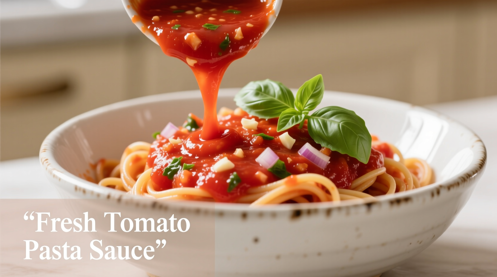 Fresh tomato pasta sauce in white bowl