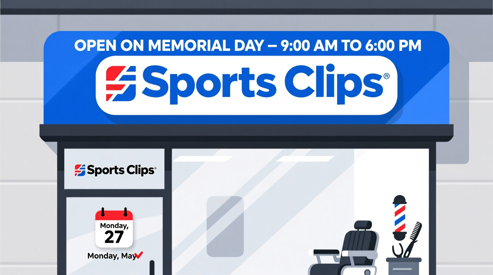 is sports clips open on memorial day
