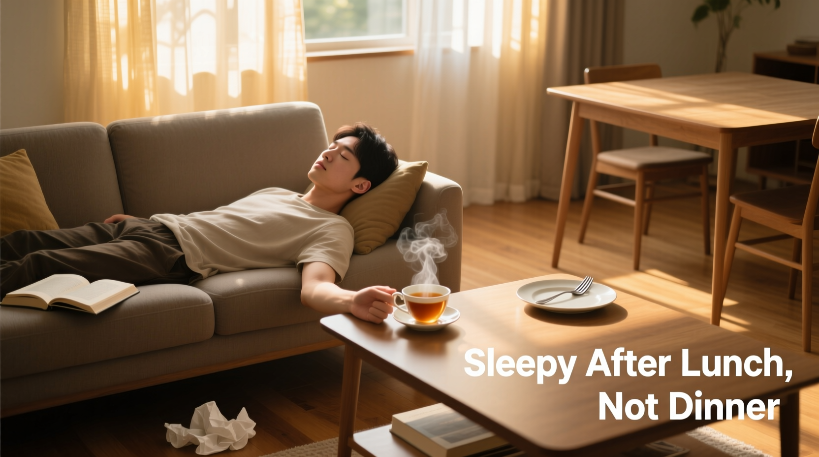 sleepy after lunch but not dinner causes what to do