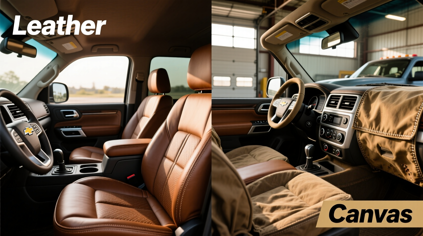 leather vs canvas silverado work truck