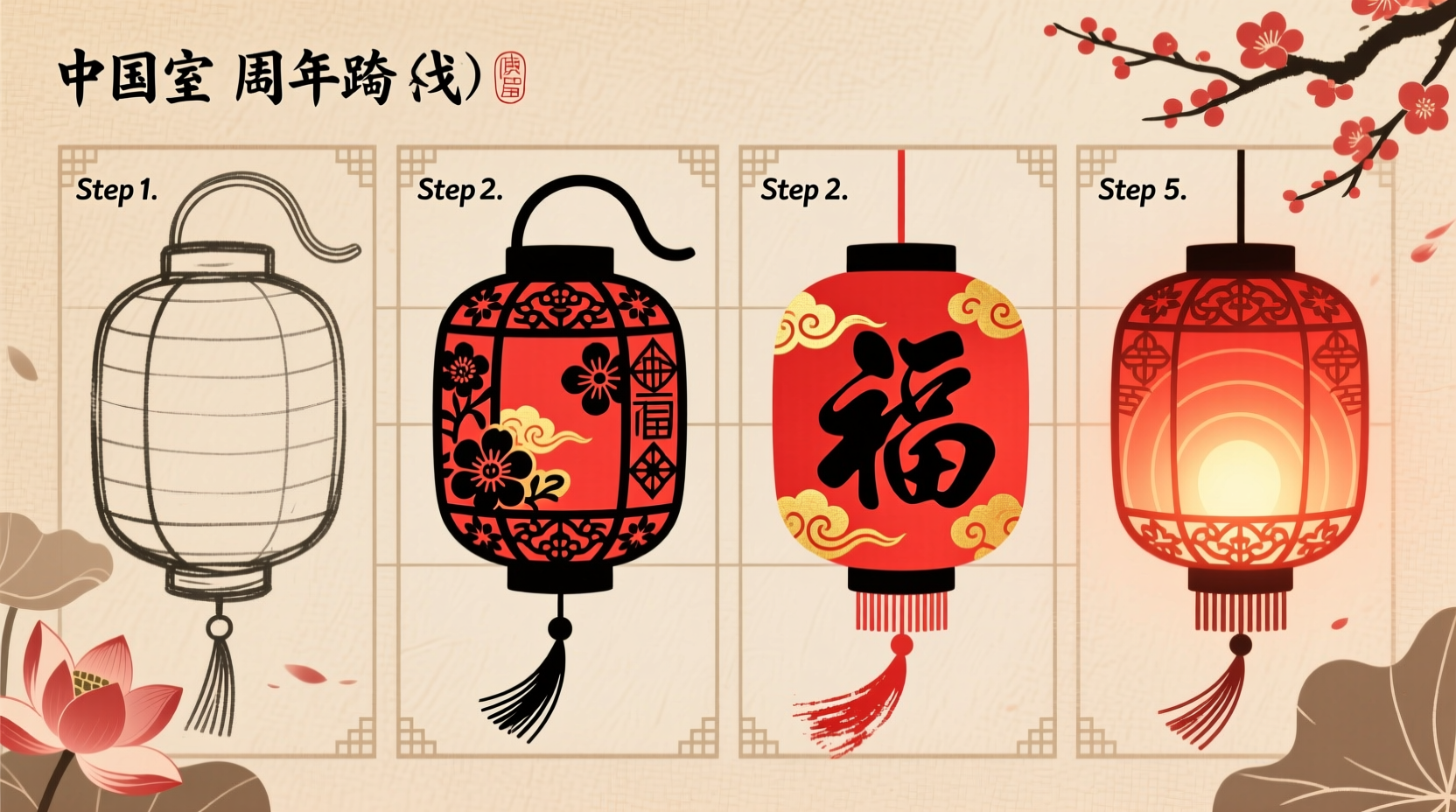 how to draw chinese new year lantern
