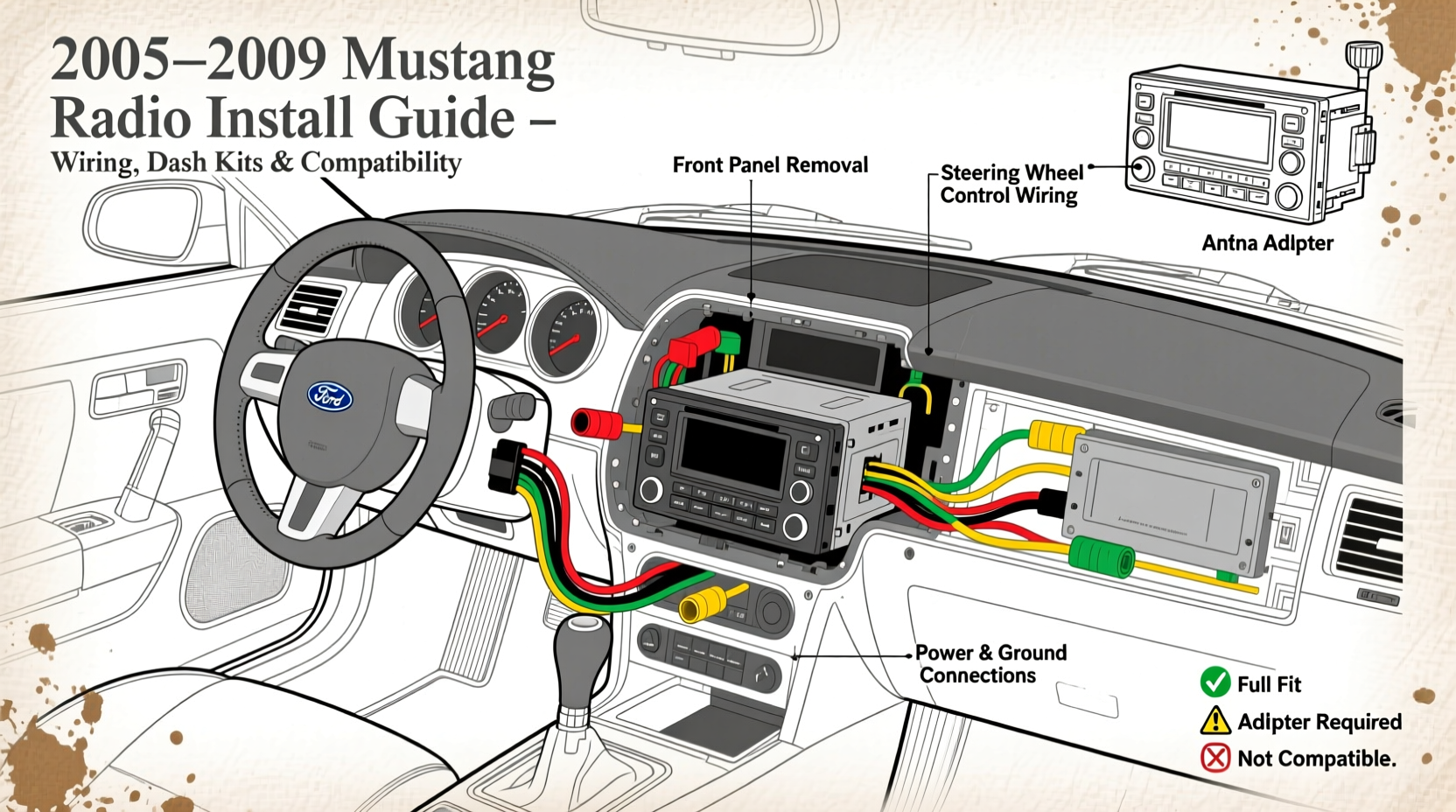 2005 2009 mustang radio install