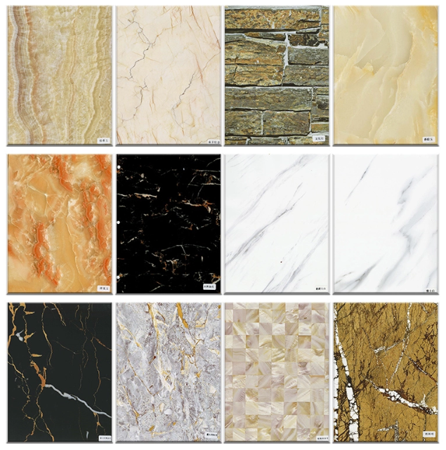 Interior Wall Decotion Waterproof PVC UV Marble Plastic Sheet 1220x2800mm