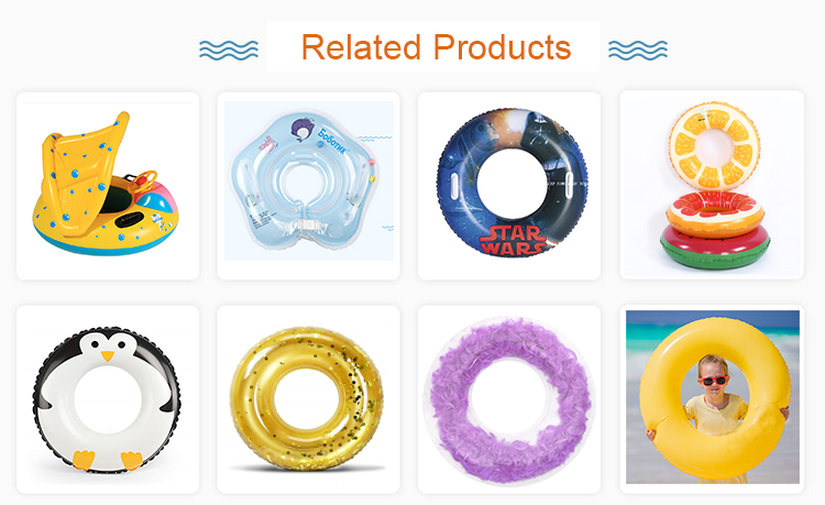 Big 80CM Yellow Blue Custom Color Inflatable Swim Ring With Handles