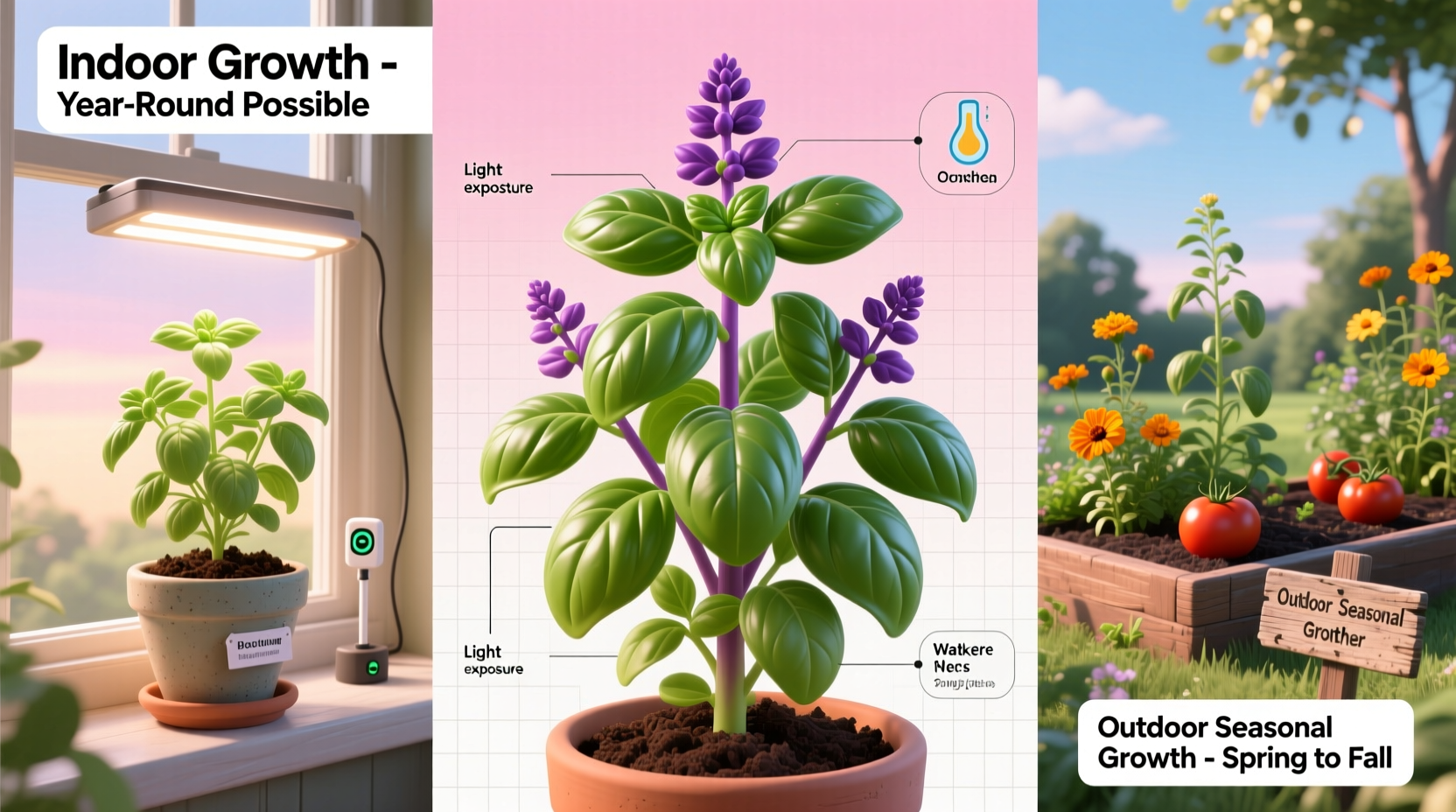 does basil grow year round