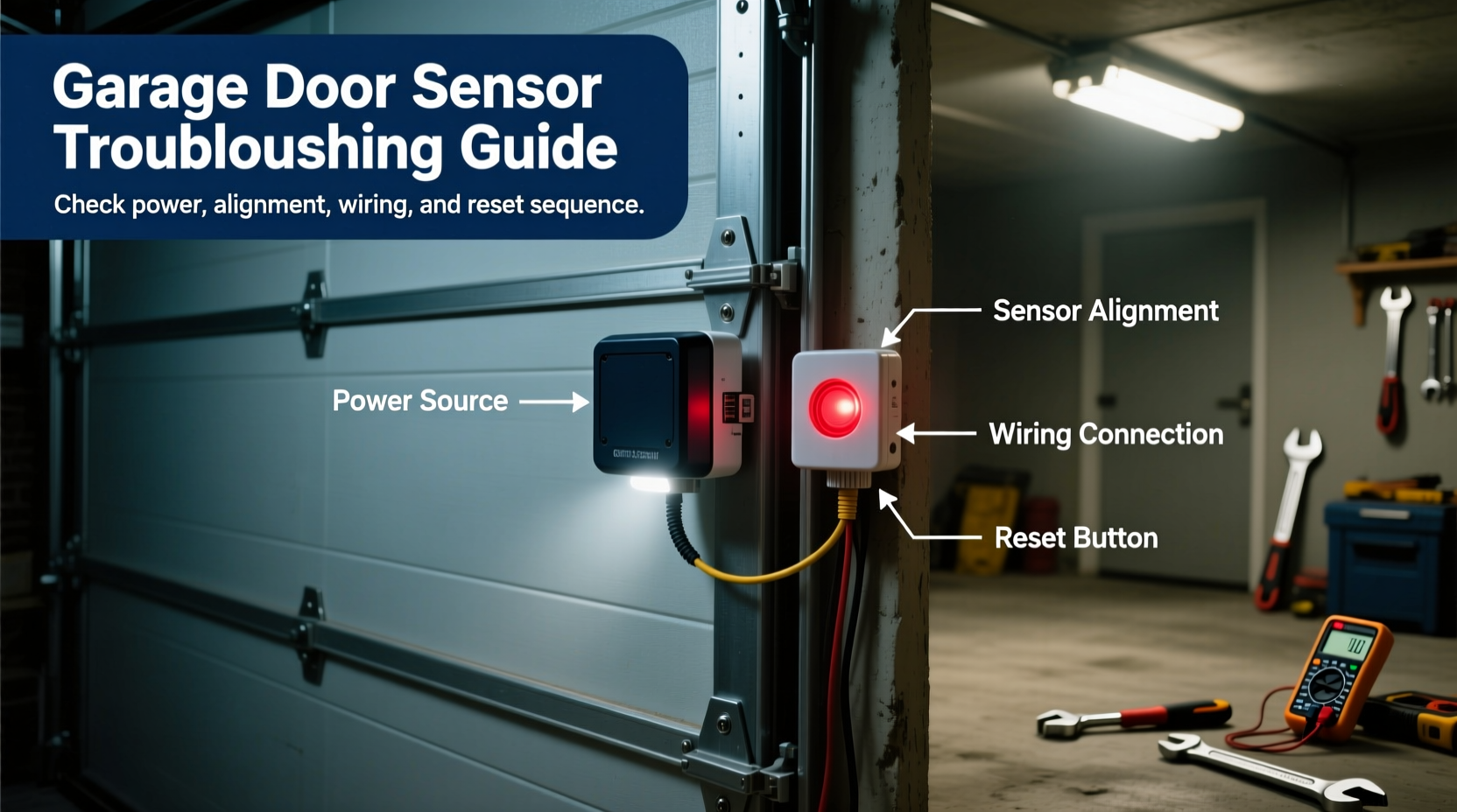 garage door sensors not lighting up troubleshooting guide