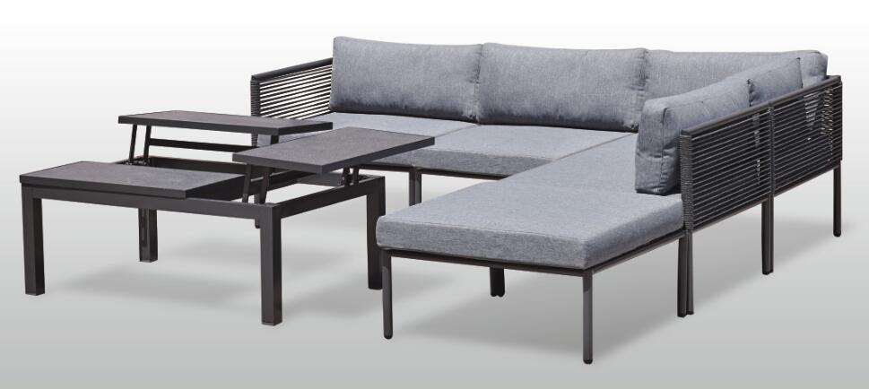 豪华小酒馆绳花园家具 6pc 铝框架天井金属户外沙发套装