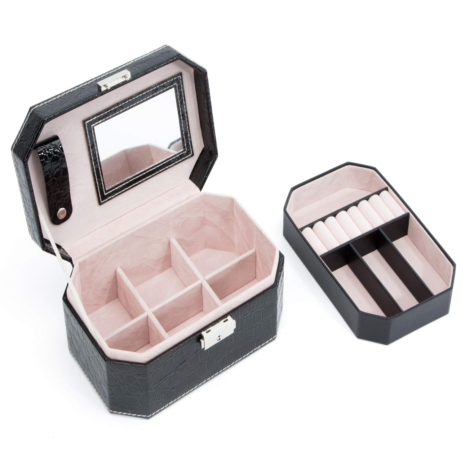 化妆首饰盒包装盒组织者 storge 案例与封闭旅行便携式首饰盒 - buy