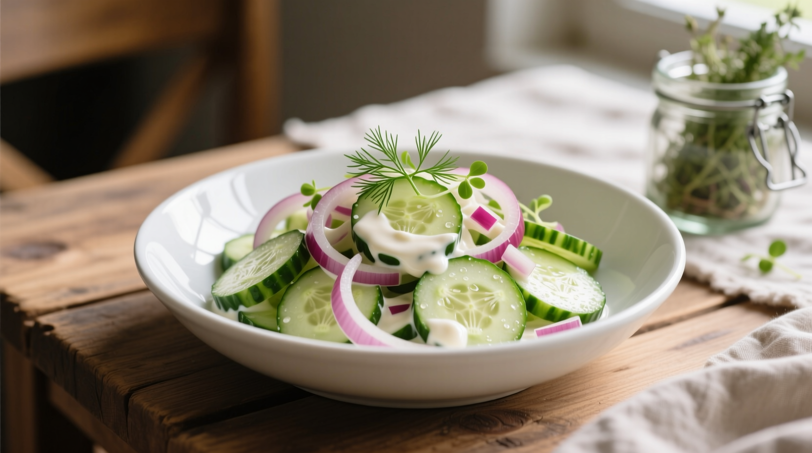 creamy cucumber and onion salad