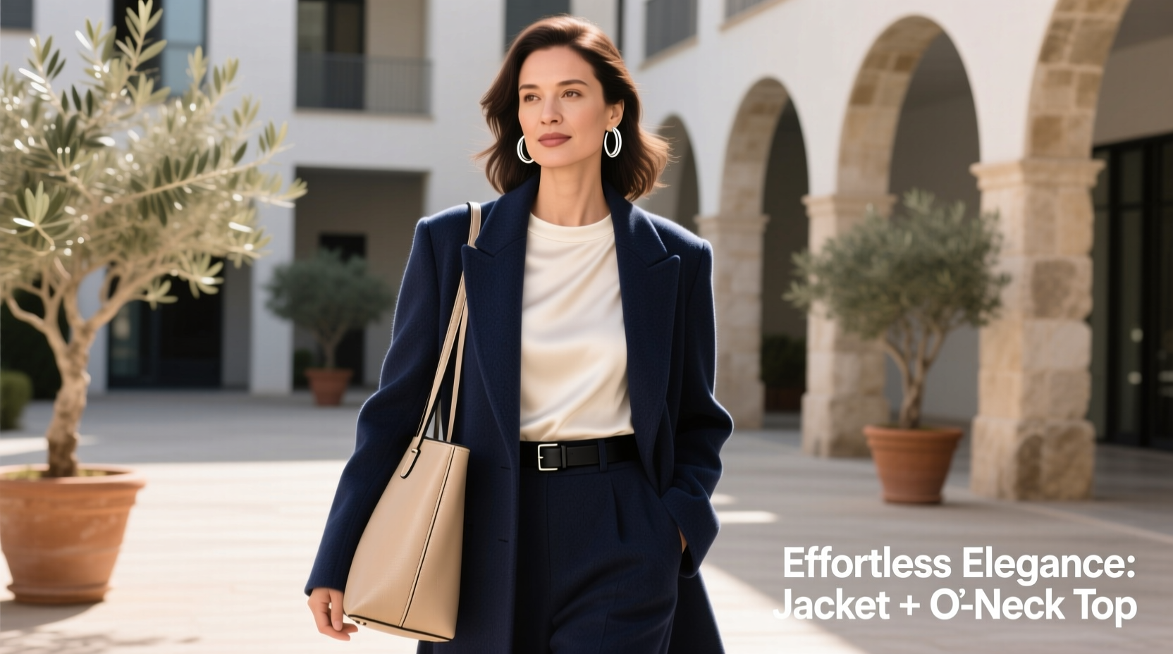 styling tips how to wear a jacket with an o neck top for effortless elegance