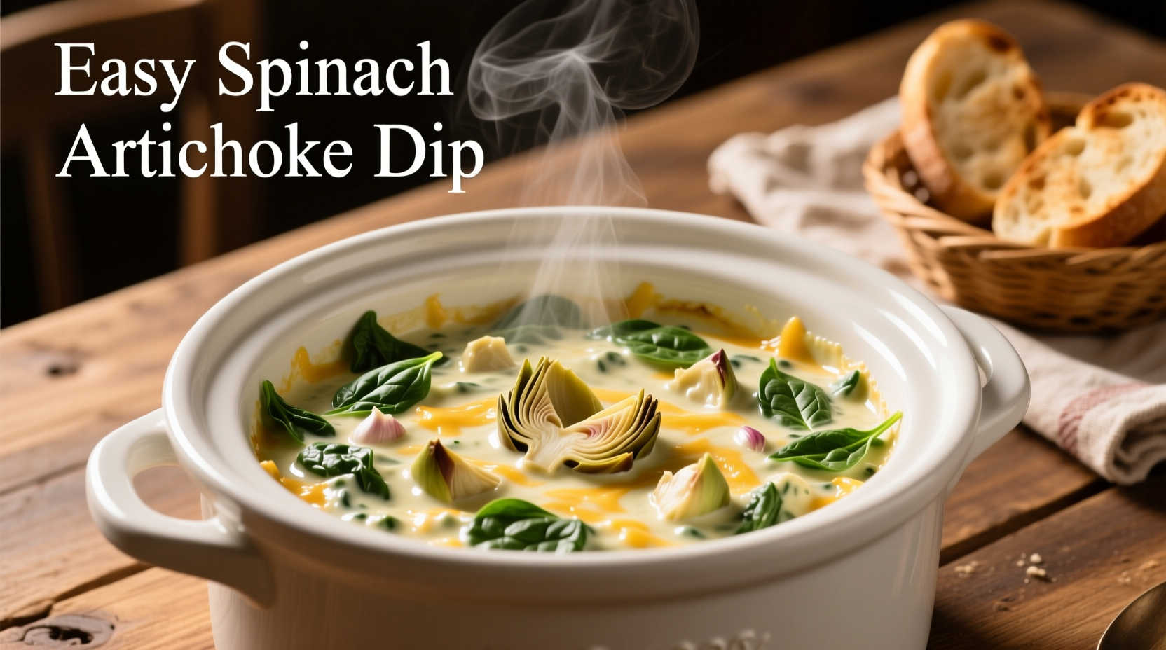 Easy Spinach Artichoke Dip Crock Pot Recipe | 5-Ingredient