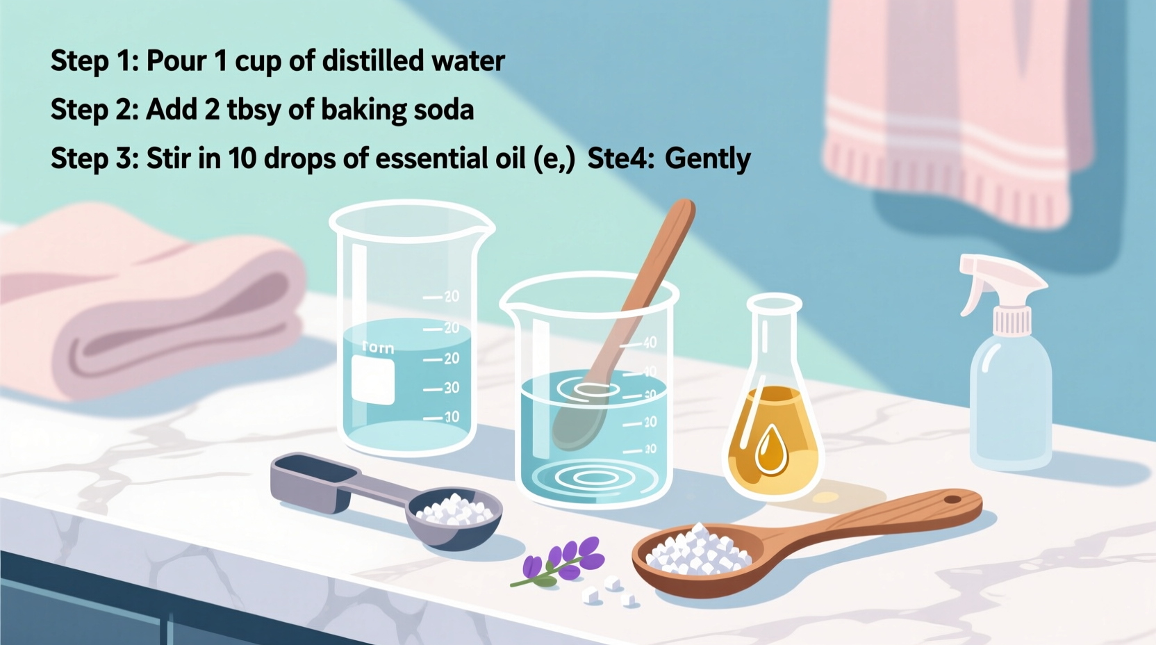 Step-by-step mixing process for fabric refresher solution