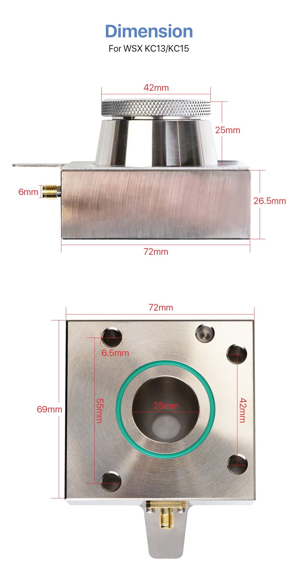Cloudray BM132 Precitec CM2 Lightcutter Nozzle Connector And WSX KC13/KC15 Sensor Assembly