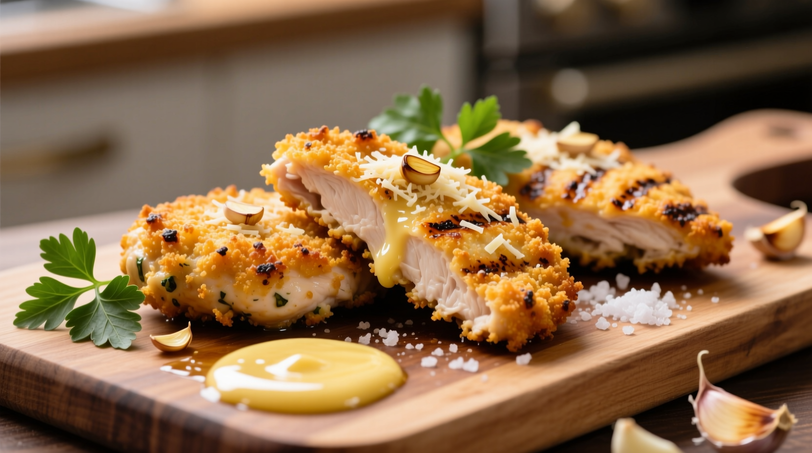 Crispy golden garlic parmesan chicken cutlets
