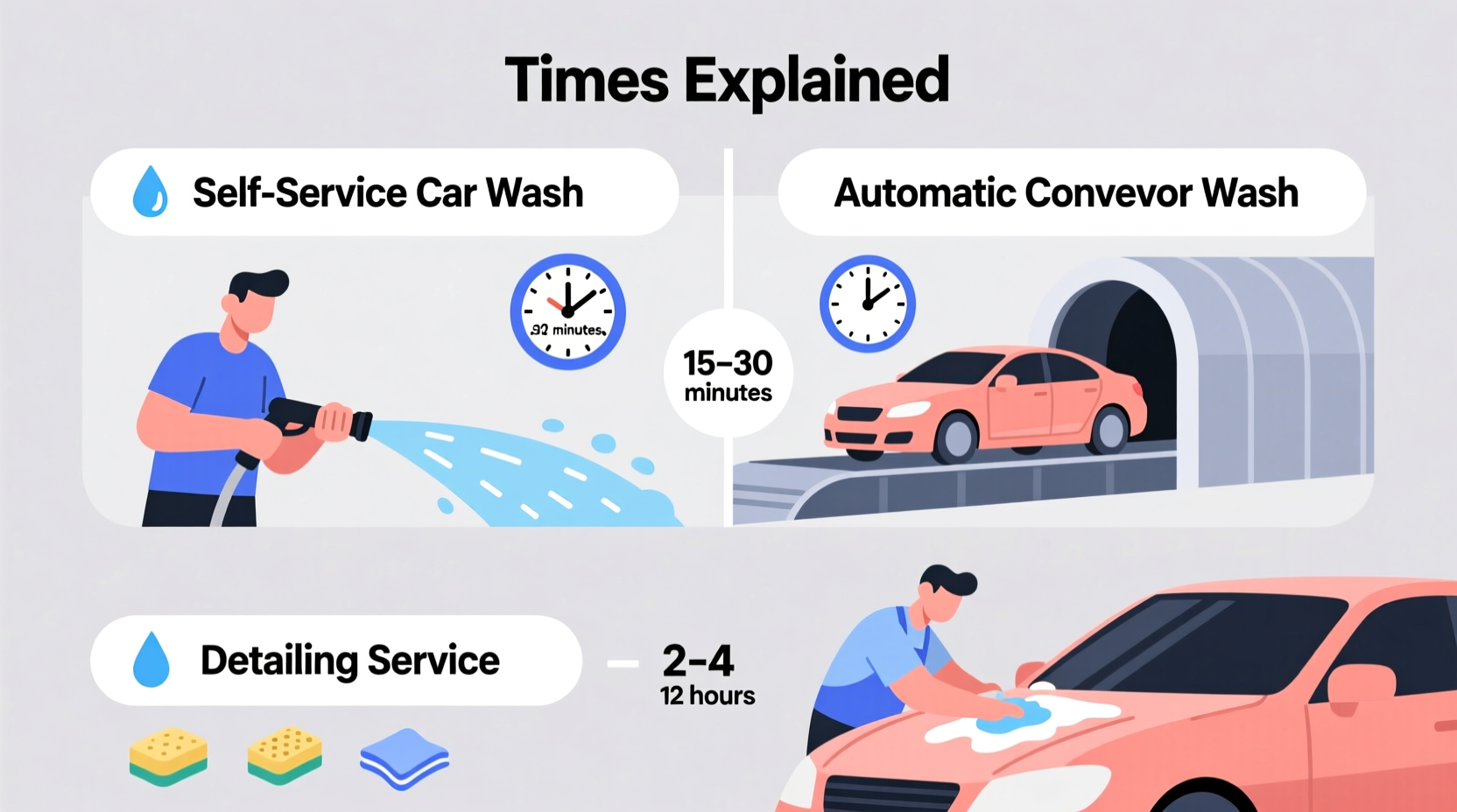 how long do car washes take