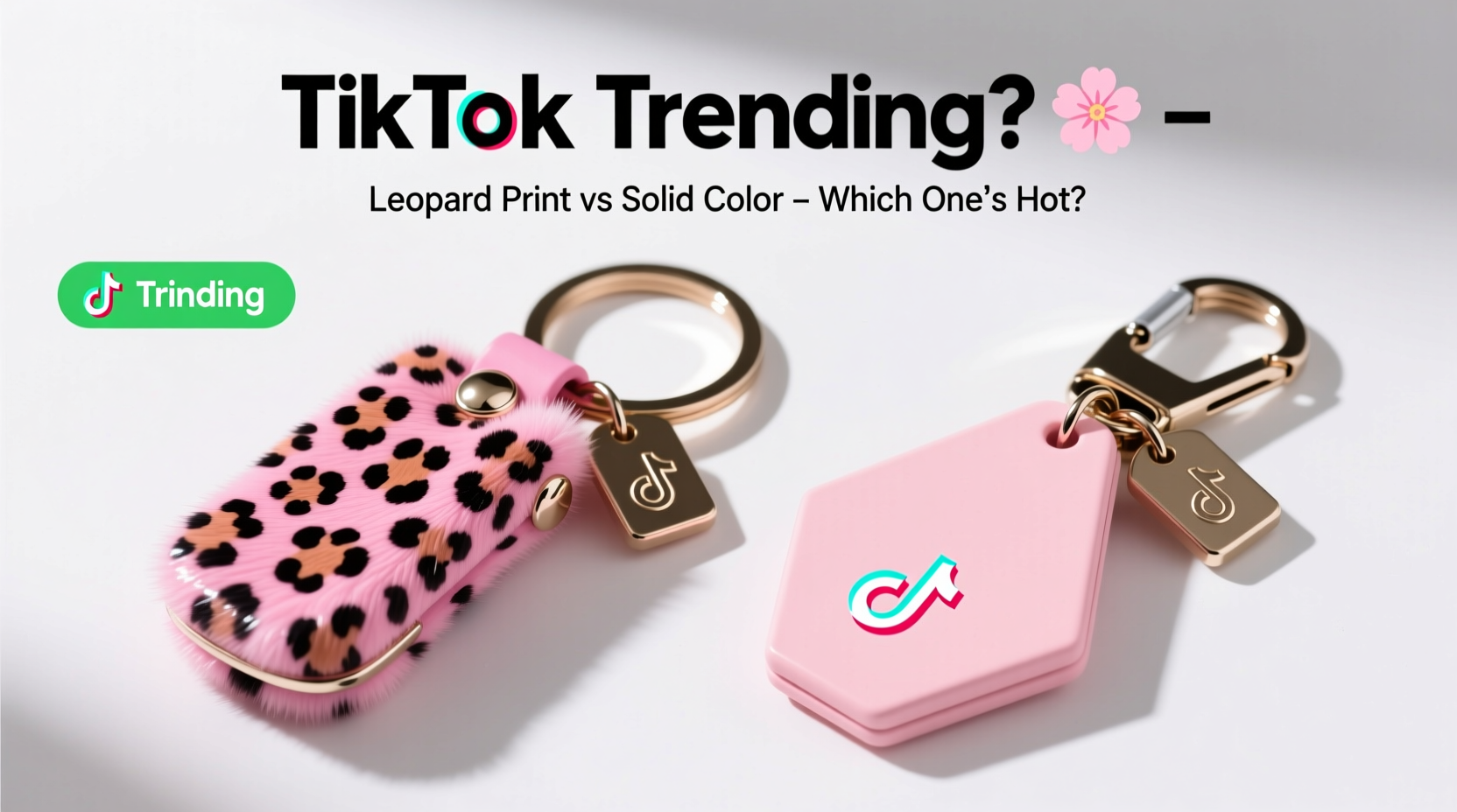 rose pink leopard keychain vs solid color which keychain is trending on tiktok