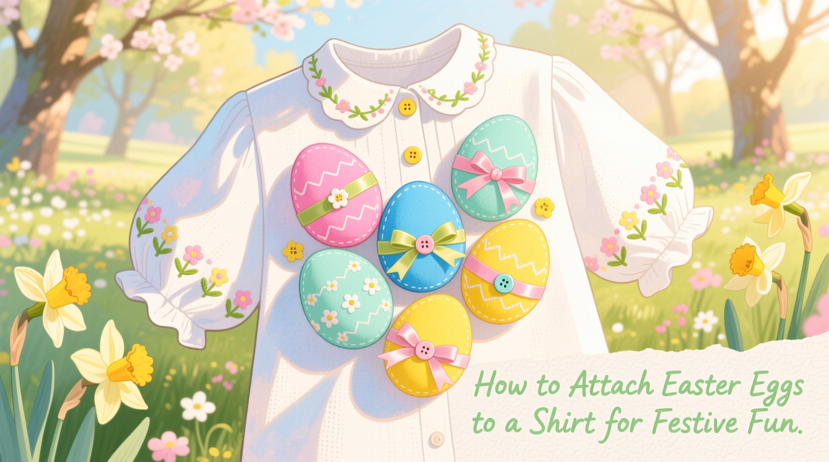 how to attach easter eggs to a shirt