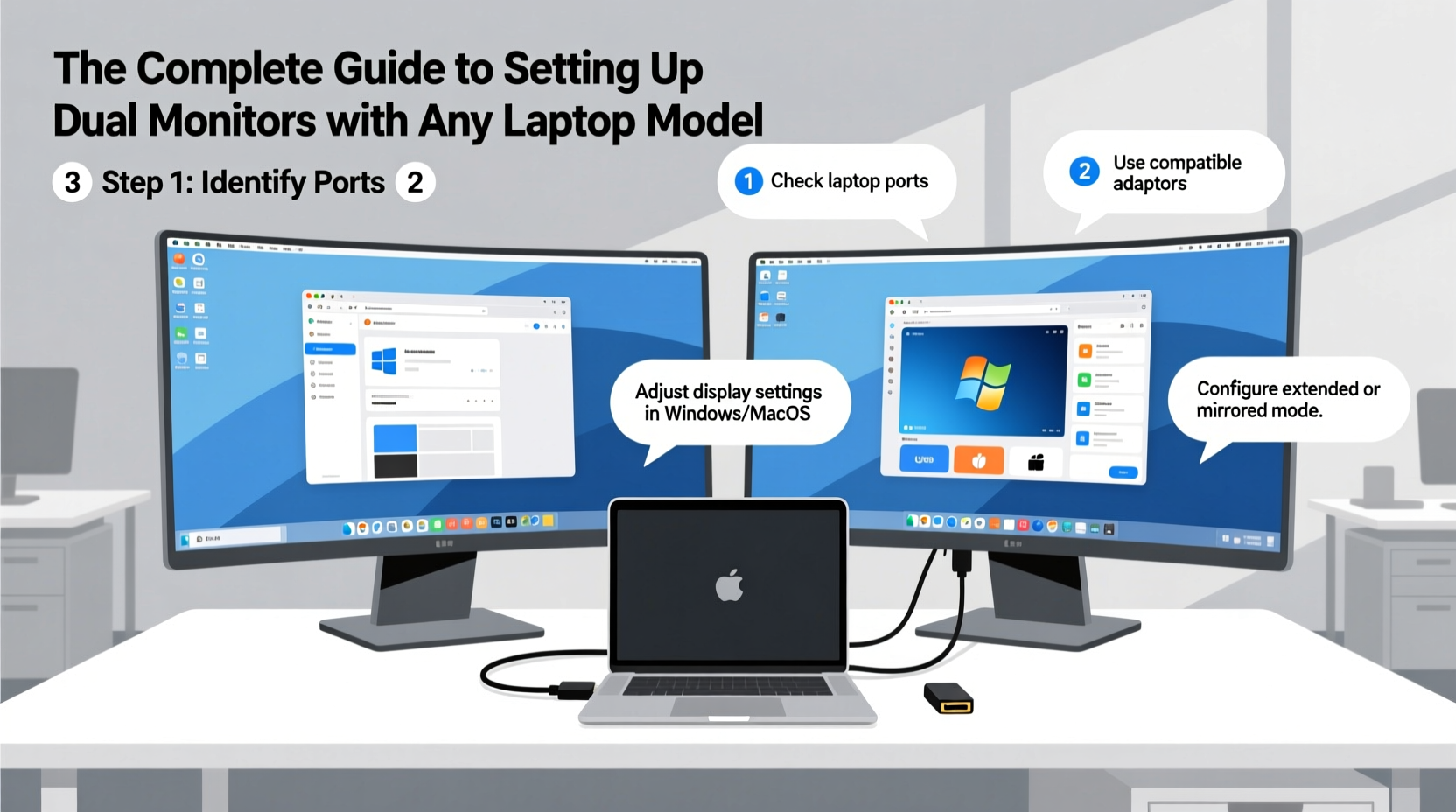 the complete guide to setting up dual monitors with any laptop model