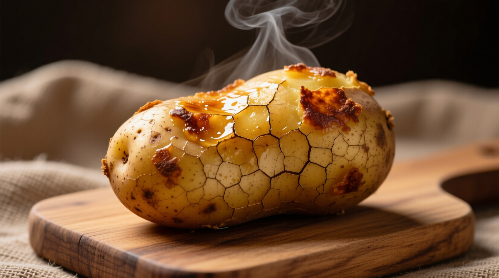 Perfectly baked russet potato with golden crispy skin