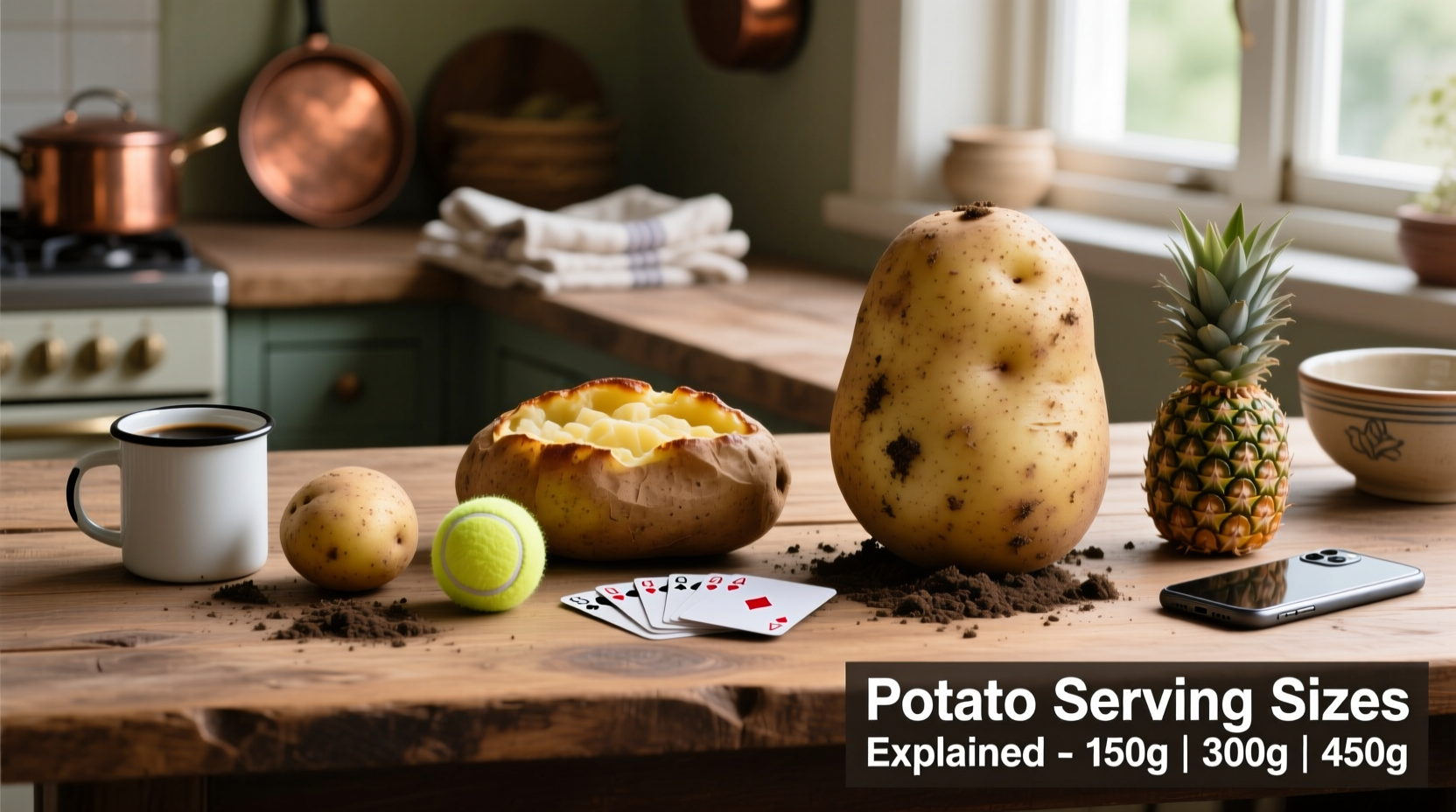 Visual comparison of potato serving sizes using common household objects