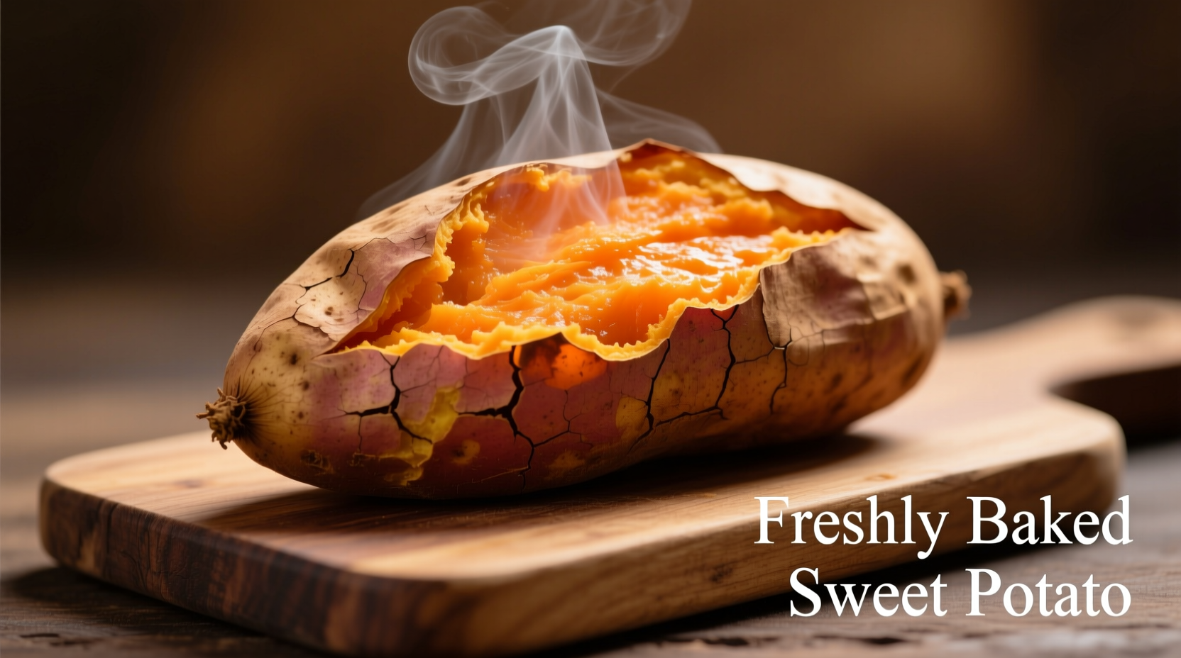 Perfectly baked sweet potato with steam rising