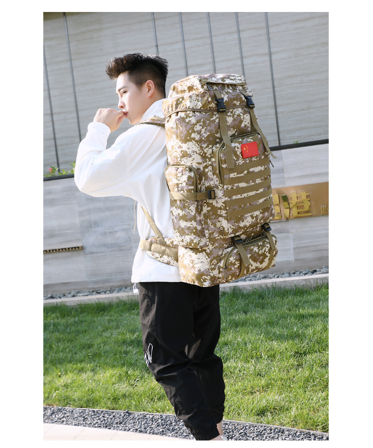 80L large capacity Outdoor Mountaineering Camping Hiking molle backpack tactical black nylon military