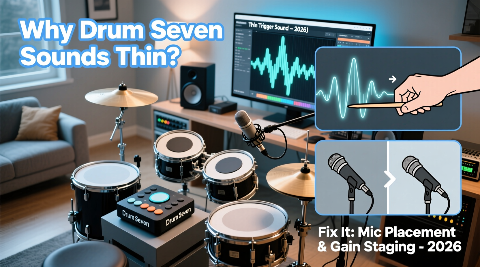 Why Does the Drum Seven Kick Drum Trigger Sound Thin in Home Studio Recordings 2026 — and How to Fix It with Mic Placement & Gain Staging
