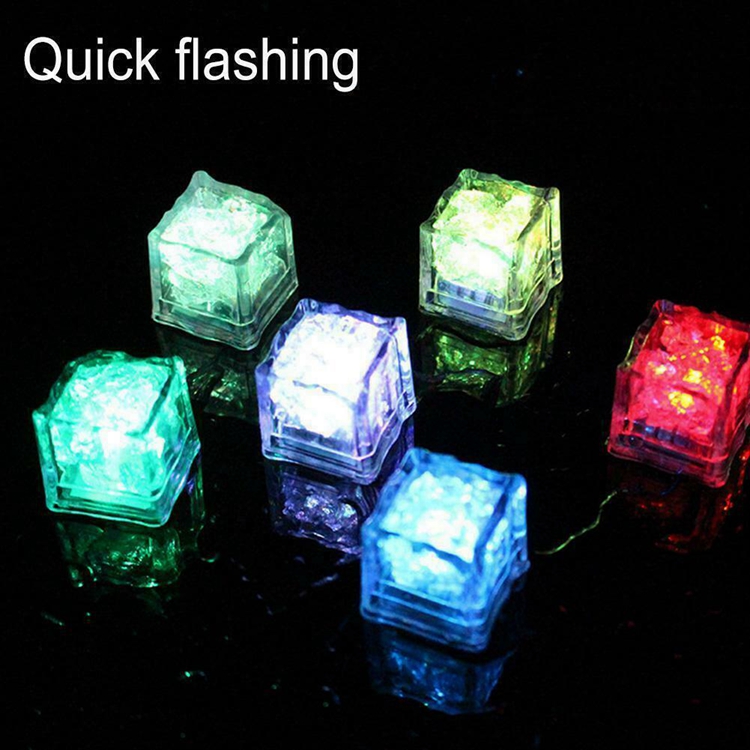 Cubetti di ghiaccio illuminati per bevande, 96 cubetti di ghiaccio a LED arancioni attivati a liquido, che si illuminano al buio, impermeabili per la casa, bar, forniture estive, feste di nozze