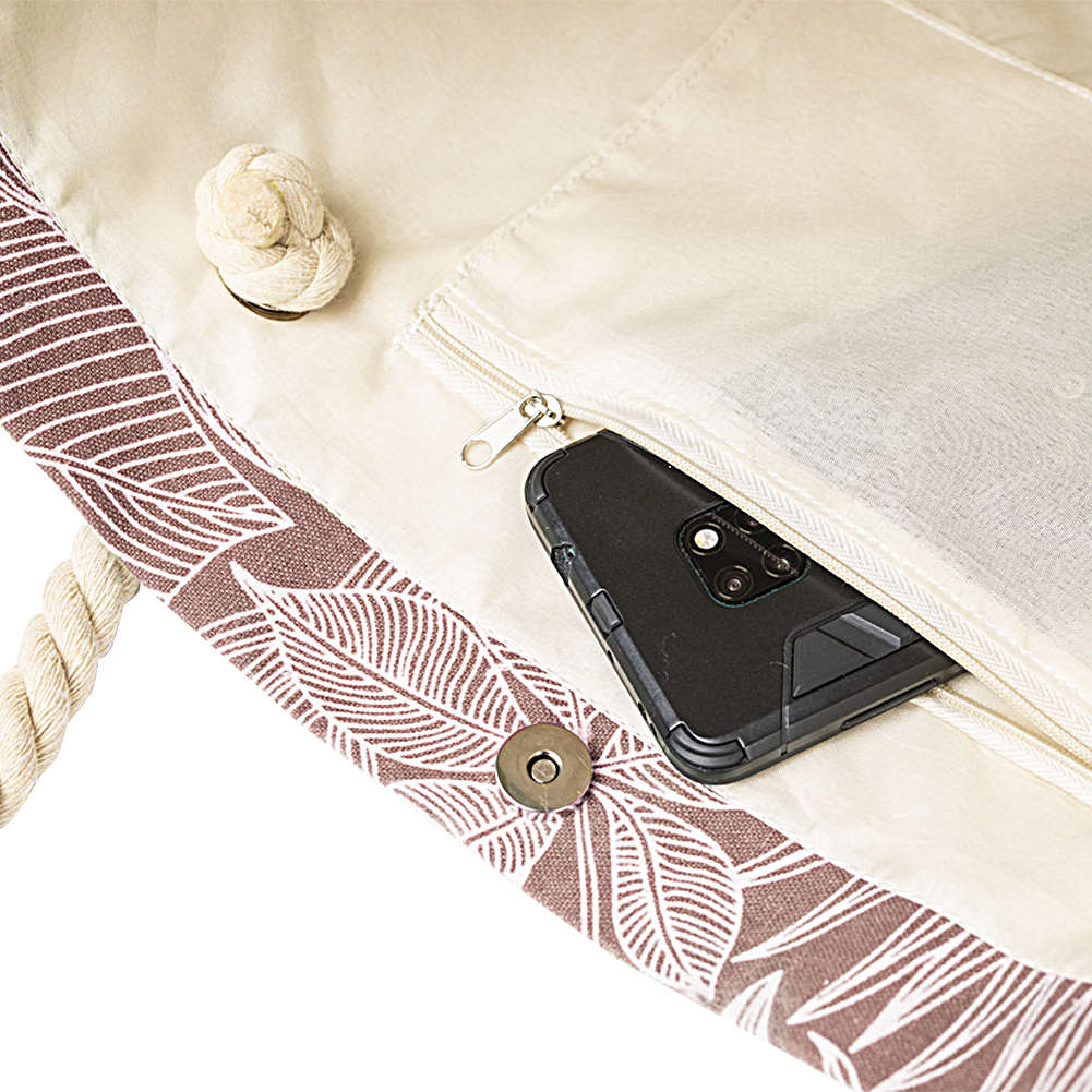 Lona de algod&atilde;o estampada com logotipo personalizado de grande capacidade Weekender Travel bolsa de ombro de praia para mulheres