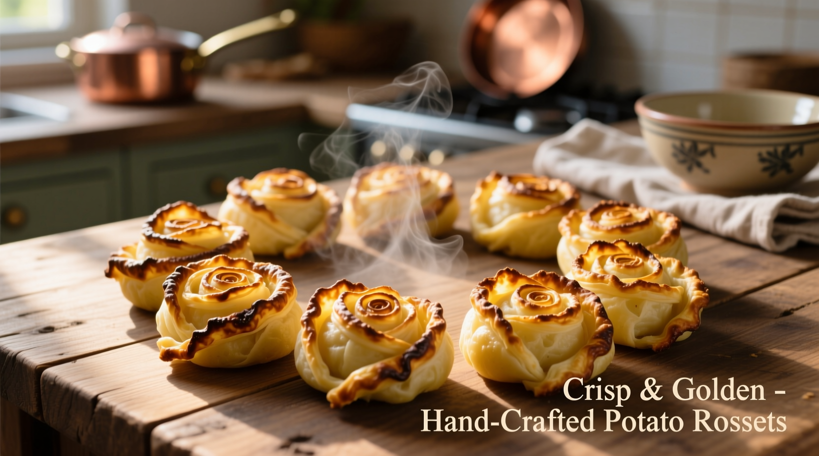 Golden potato rosettes with crispy edges