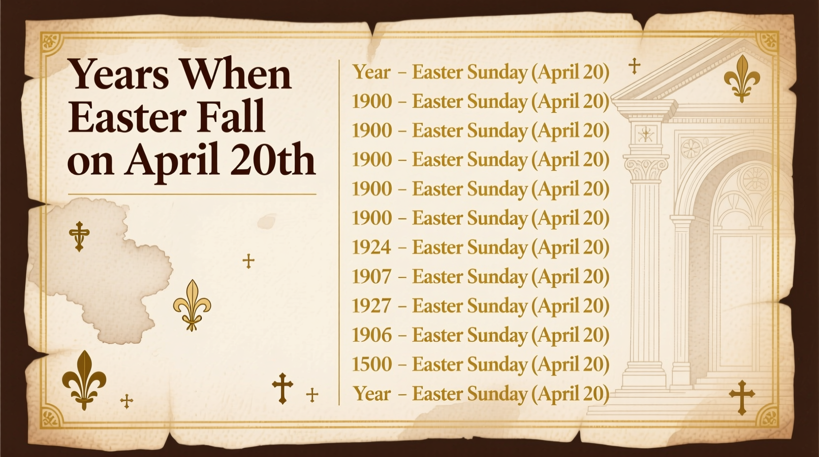 what years did easter fall on april 20th