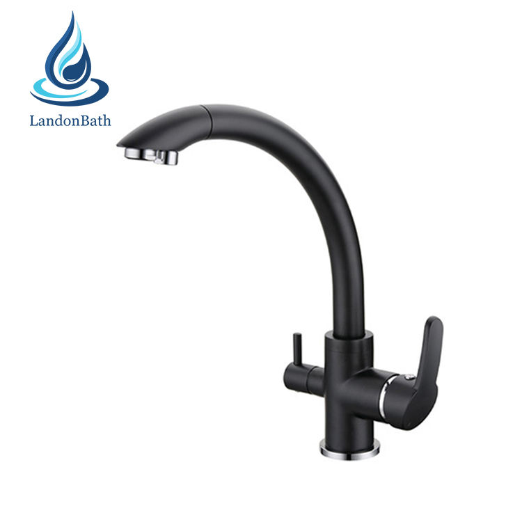 Matt Back Three Way Metal Free Filter Taps For Kitchen Dispenser Faucet Water Washroom Tap Sink Drinking Pure Hot Purifier