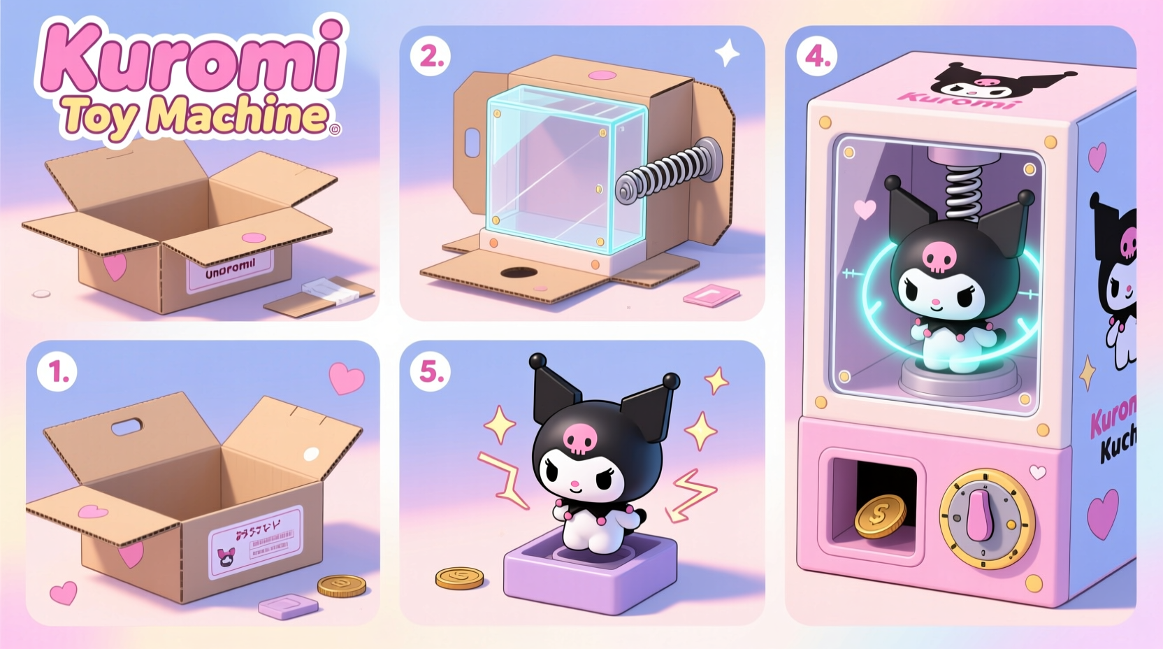 step by step guide to assembling your own diy kuromi blind box toy machine