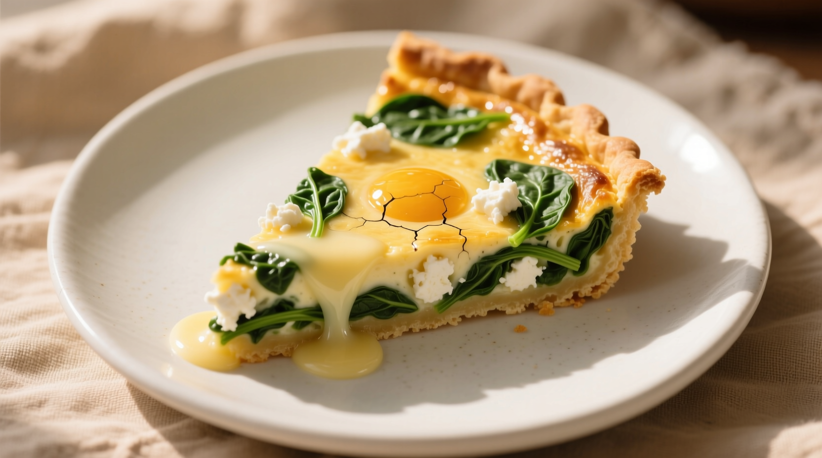 Crustless spinach feta quiche golden slice
