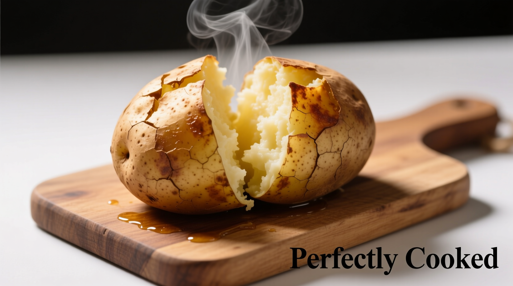 Perfectly cooked jacket potato with crisp skin