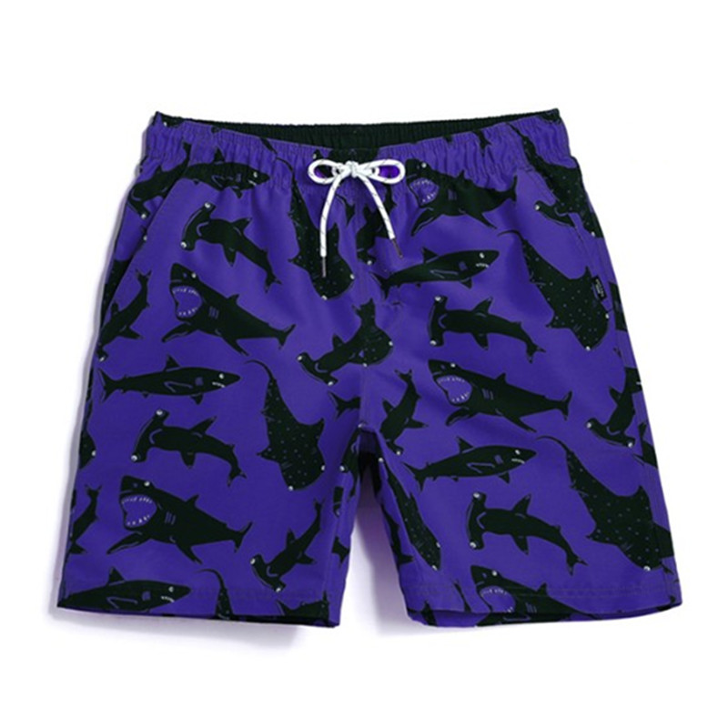 新的高品质的鲨鱼打印时装男士修身性感泳裤泳裤泳装