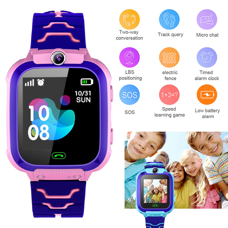 Q12 jam tangan pintar anak jam tangan telepon SOS jam tangan pintar dengan  kartu Sim foto tahan air IP67 jam tangan anak laki-laki perempuan hadiah