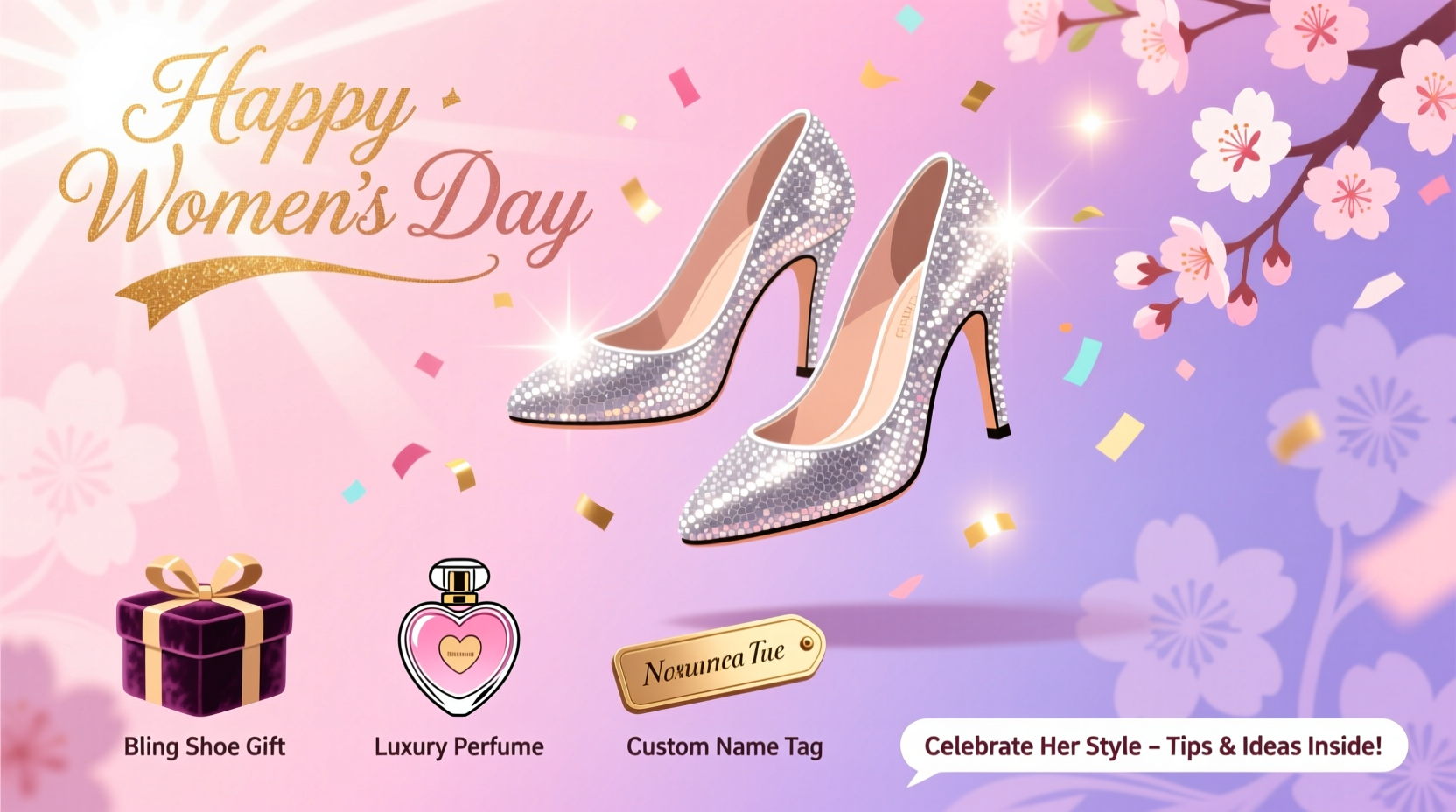womens day flier bling shoe
