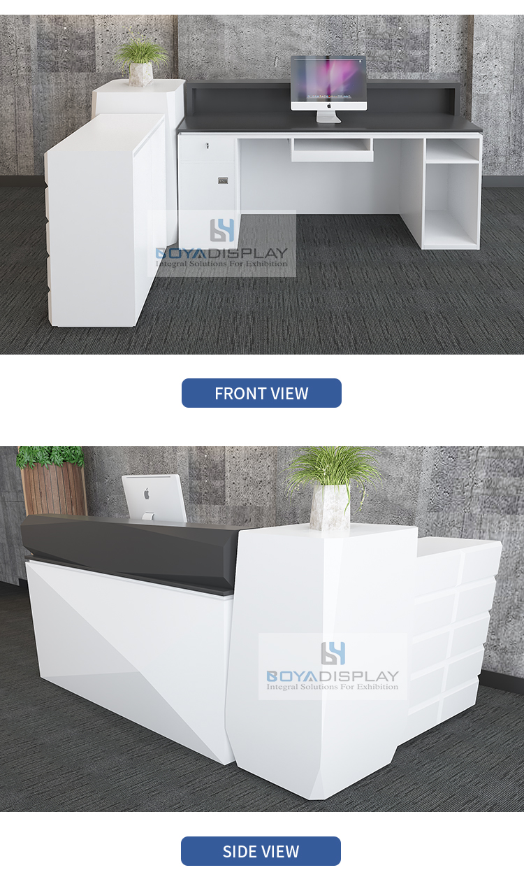 Well Designed hotel office salon white conter small table reception desk