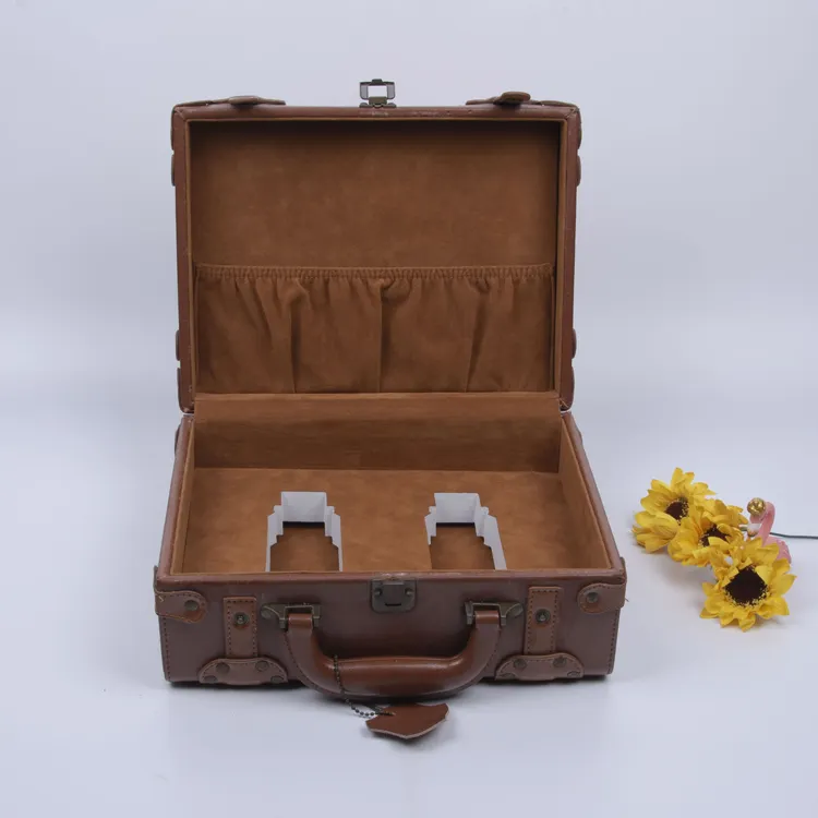 Luxury Custom Brown Leather Large Perfume Vip Leather Boxes For Gift