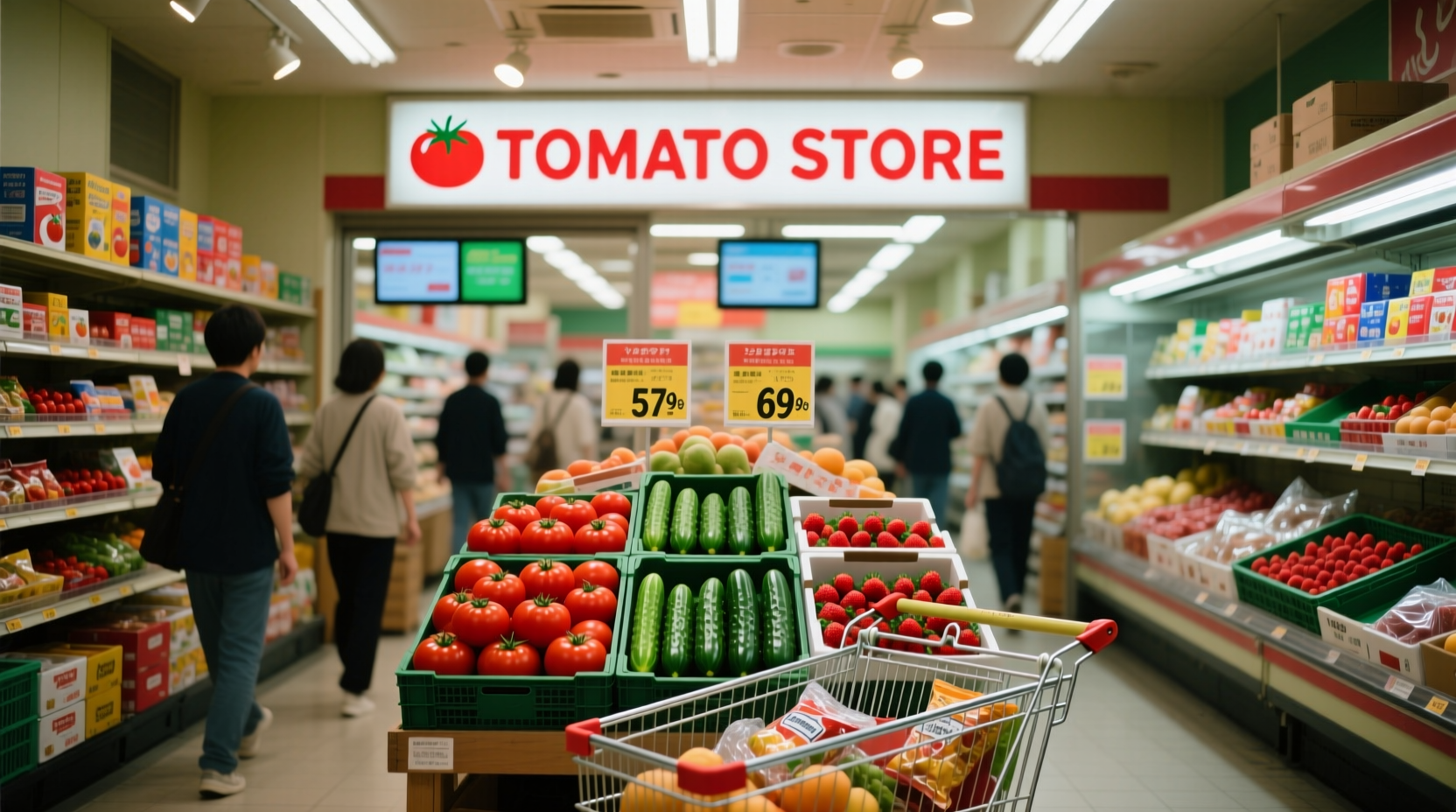 Inside view of Tomato Store supermarket in Osaka