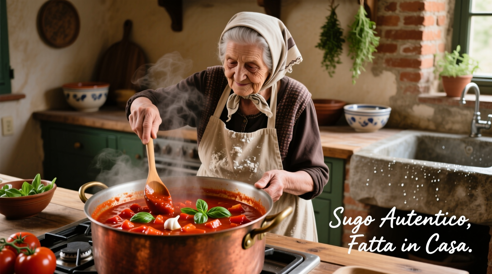 Authentic Italian tomato-based sauce preparation