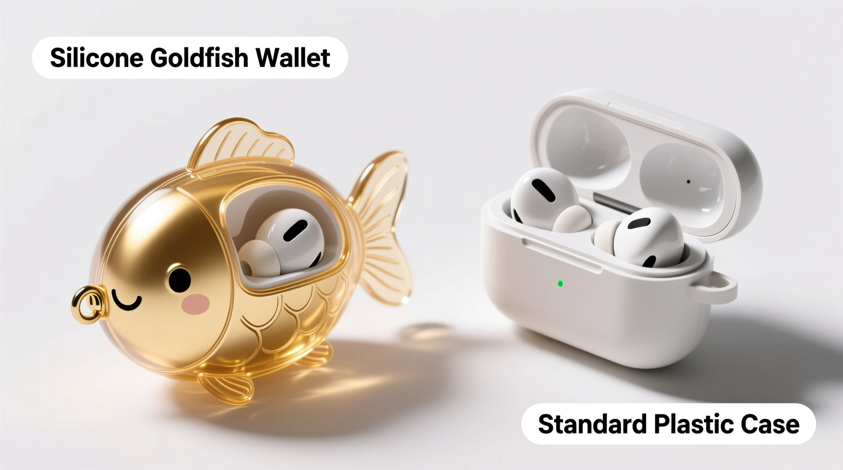 silicone goldfish wallet for earbuds vs regular earbud case which one is actually better for keeping them safe